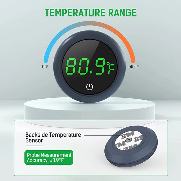 Digital Aquarium Thermometer LED Display ±0.9°F Stick-On Fish Tank Gauge