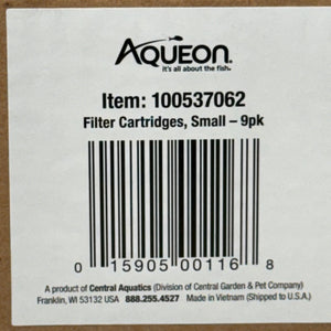 AQUEON (9 PACK) High Quality Carbon Fish Tank Filter Cartridges Small 100537062