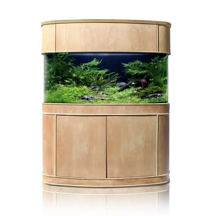 AQUA VIM Reef-Ready Bowfront Aquarium with Hand-Crafted Cabinet