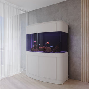 AQUA VIM Reef-Ready Bowfront Aquarium with Hand-Crafted Cabinet