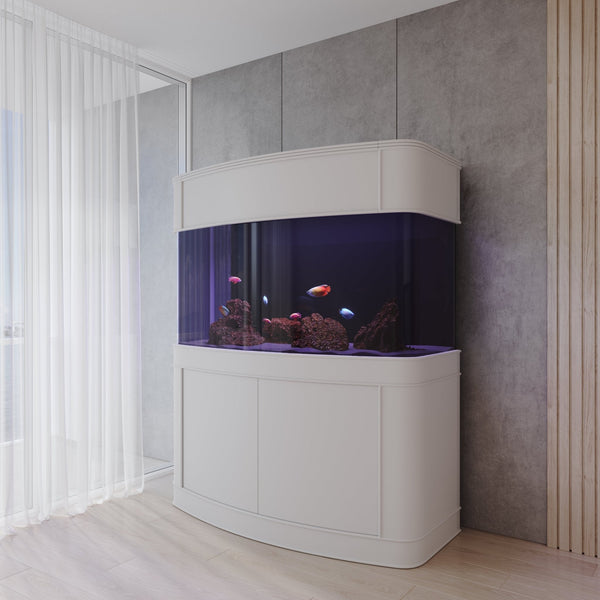 AQUA VIM Reef-Ready Bowfront Aquarium with Hand-Crafted Cabinet