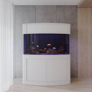 AQUA VIM Reef-Ready Bowfront Aquarium with Hand-Crafted Cabinet