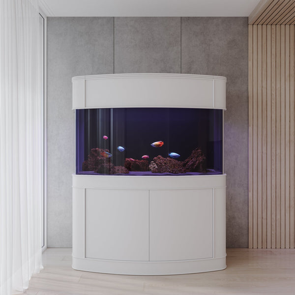 AQUA VIM Reef-Ready Bowfront Aquarium with Hand-Crafted Cabinet