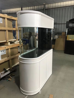 120 Gallon U-Shape Bullnose Peninsula Divider Glass Aquarium Reef-Ready in Premium Cherry Real Wood Furniture