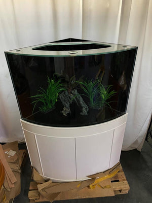 AQUA VIM Reef-Ready Corner Aquarium with Hand-Crafted Cabinet