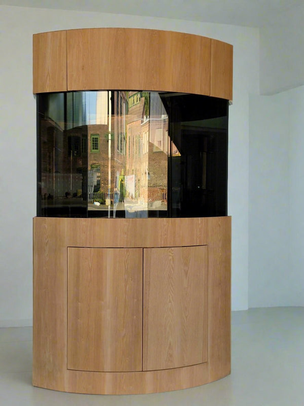 AQUA VIM Reef-Ready Corner Aquarium with Hand-Crafted Cabinet