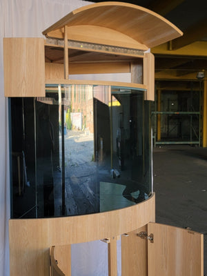 AQUA VIM Reef-Ready Corner Aquarium with Hand-Crafted Cabinet